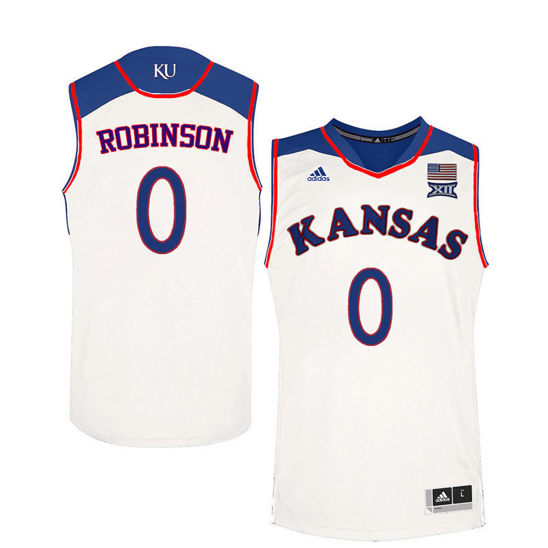 Men Kansas Jayhawks #0 Thomas Robinson College Basketball Jerseys-White